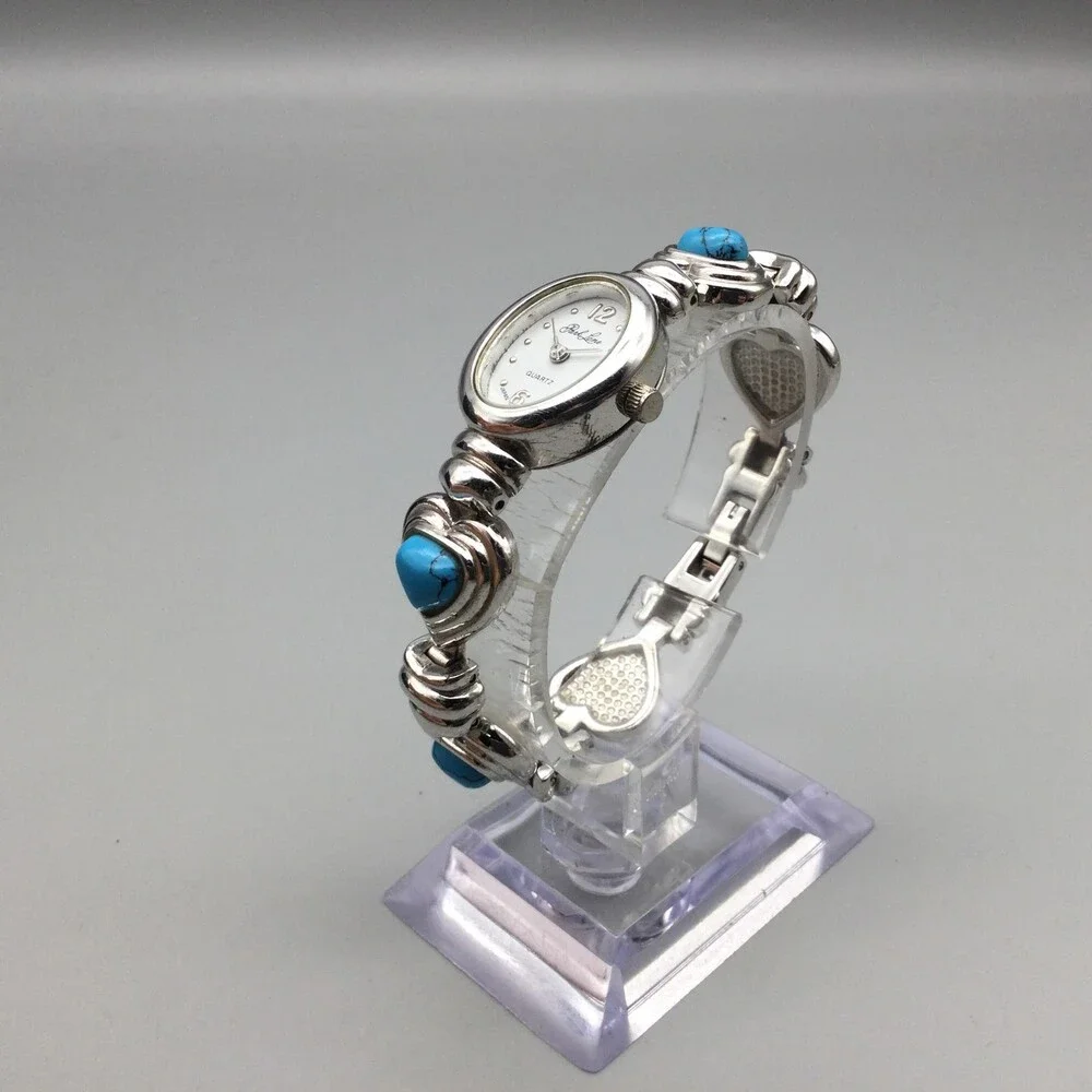 Park Lane Womens Watch 19mm Silver Tone Blue Heart Bracelet New Battery 6.25